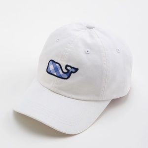 Vineyard Vines blue and white gingham whale hat